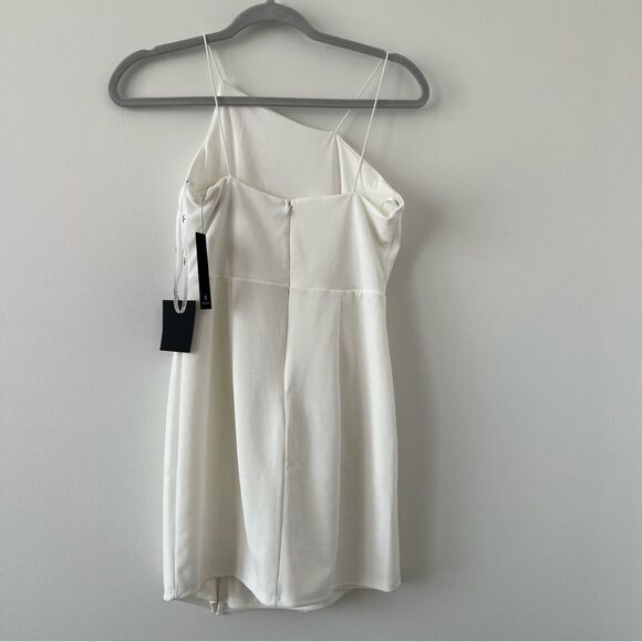 Lulu’s Party for Two Ivory Asymmetrical Bodycon Mini Dress small bridal wedding - Picture 5 of 9